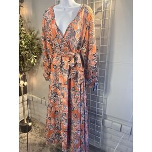 Retro Women's Sheer Tropical Vacation Floral Semi Sheer‎ Max Dress Small